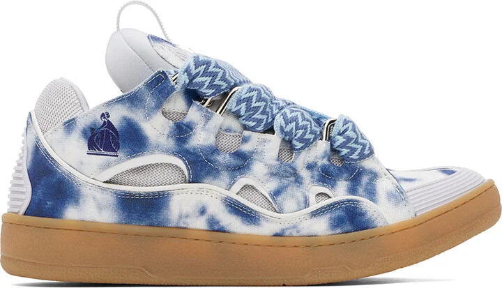 Lanvin SSENSE Exclusive Blue Curb Washed Denim Sneakers