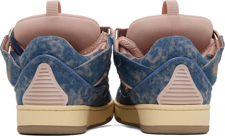 Lanvin SSENSE Exclusive Blue & Pink Curb Denim Sneakers - Image 2