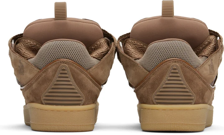 Lanvin SSENSE Exclusive Brown Leather Curb Sneakers - Image 2