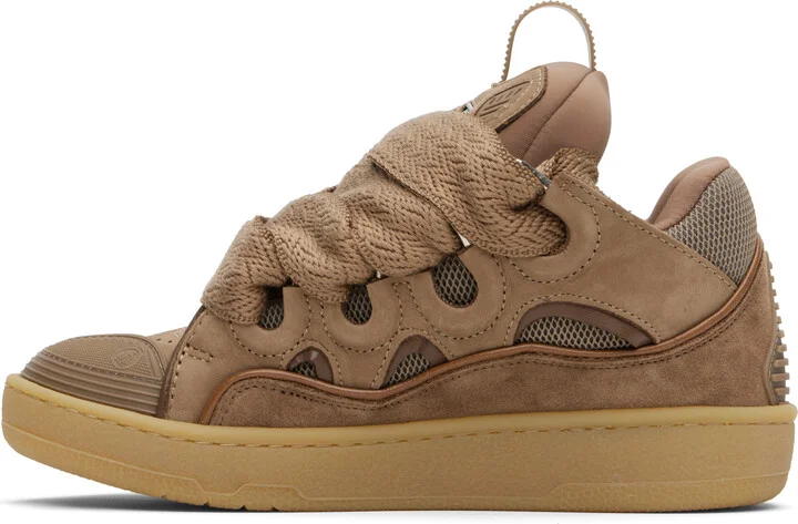 Lanvin SSENSE Exclusive Brown Leather Curb Sneakers - Image 3