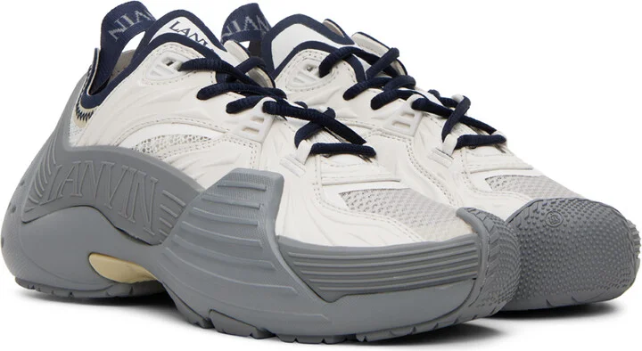 Lanvin SSENSE Exclusive Gray & Navy Flash-X Sneakers - Image 4
