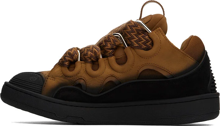 Lanvin SSENSE Exclusive Tan & Black Curb Sneakers - Image 3