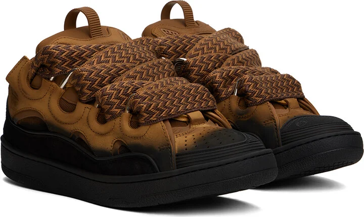 Lanvin SSENSE Exclusive Tan & Black Curb Sneakers - Image 4