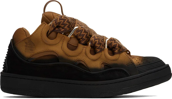 Lanvin SSENSE Exclusive Tan & Black Curb Sneakers