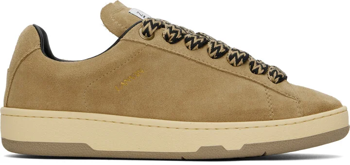 Lanvin Tan Suede Curb Lite Sneakers