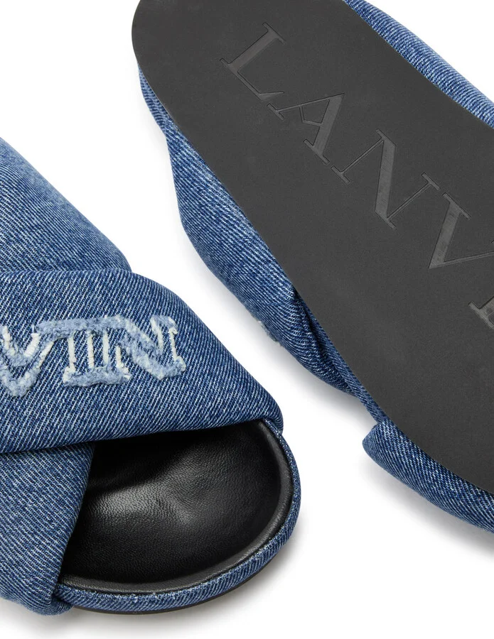 Lanvin Tinkle Logo Denim Sliders - Image 3