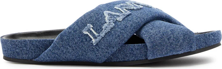 Lanvin Tinkle Logo Denim Sliders