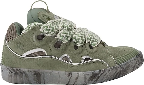 Lanvin Unisex Leather Curb Sneakers with Marbled Sole
