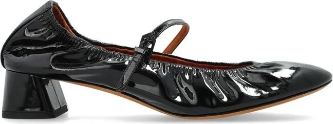 Lanvin Wedge-Heel Buckle-Strap Ballerinas