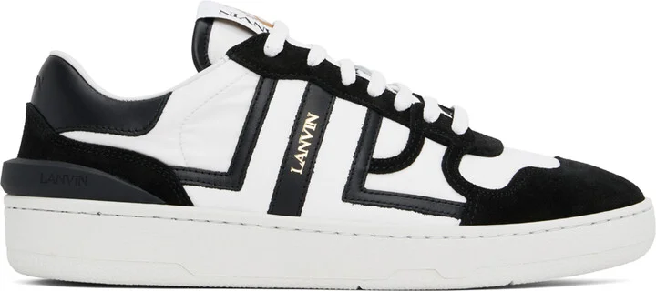 Lanvin White & Black Clay Mesh Sneakers