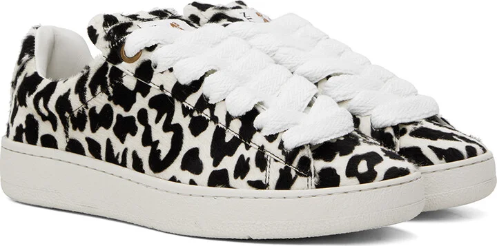 Lanvin White & Black Curb Lite Sneakers - Image 4
