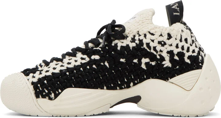 Lanvin White & Black Flash Knit Sneakers - Image 3