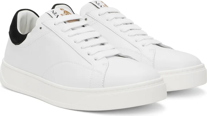 Lanvin White DDB0 Leather & Suede Sneakers - Image 4