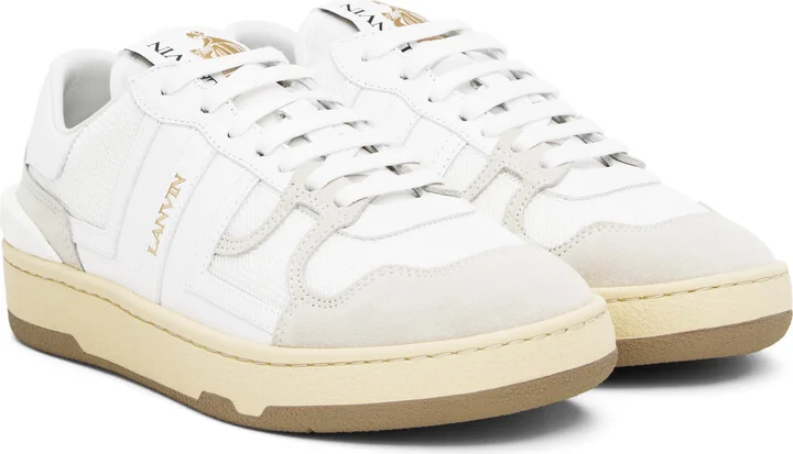 Lanvin White & Gray Clay Low Top Sneakers - Image 4