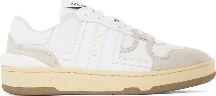Lanvin White & Gray Clay Low Top Sneakers