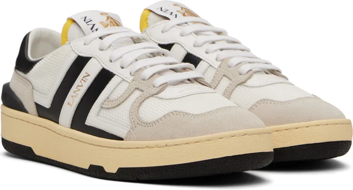 Lanvin White & Gray Clay Mesh Sneakers - Image 4