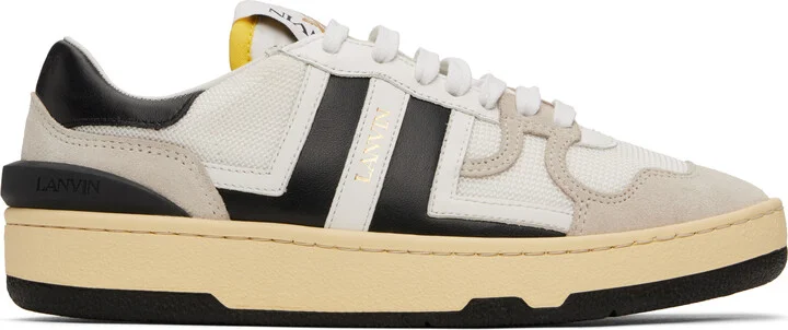 Lanvin White & Gray Clay Mesh Sneakers