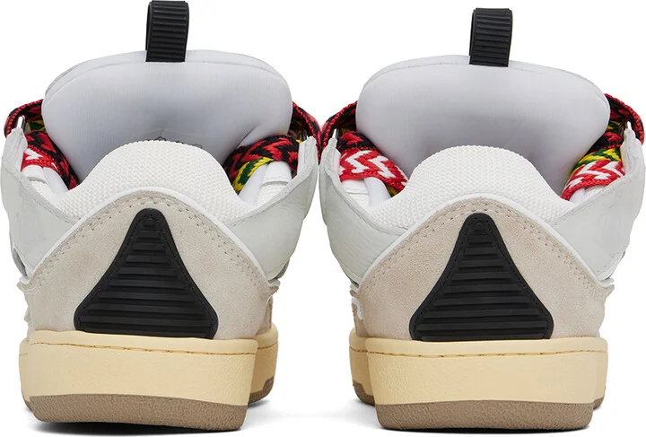 Lanvin White & Gray Leather Curb Sneakers - Image 2