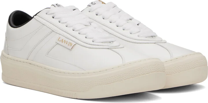 Lanvin White 'Lanvin' Cash Leather Sneakers - Image 4
