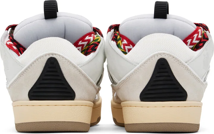 Lanvin White Leather Curb Sneakers - Image 2
