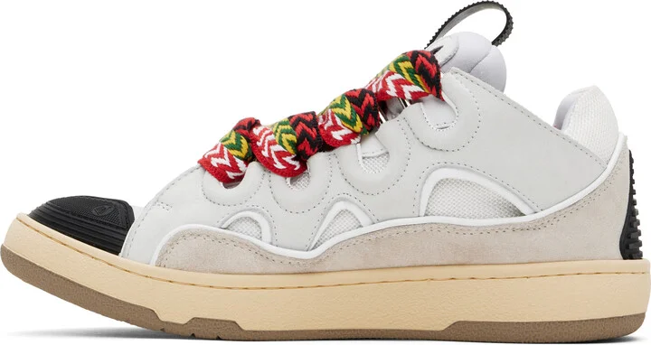 Lanvin White Leather Curb Sneakers - Image 3