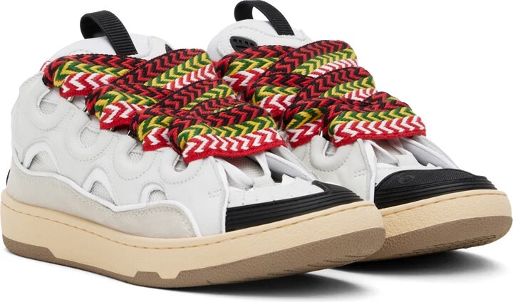 Lanvin White Leather Curb Sneakers - Image 4