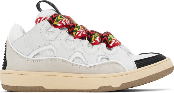Lanvin White Leather Curb Sneakers