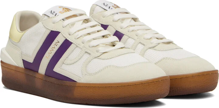 Lanvin White & Purple Clay Mesh Sneakers - Image 4