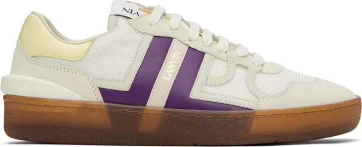 Lanvin White & Purple Clay Mesh Sneakers