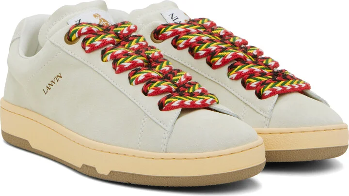 Lanvin White Suede Curb Lite Sneakers - Image 4