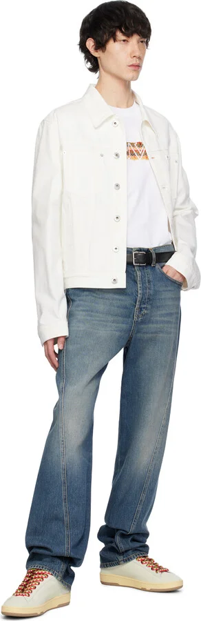 Lanvin White Suede Curb Lite Sneakers - Image 5