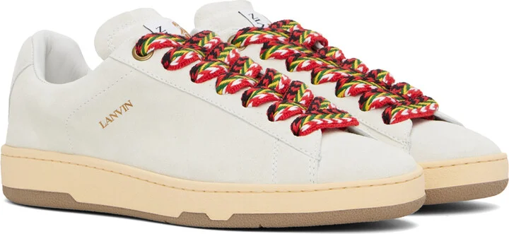 Lanvin White Suede Curb Lite Sneakers - Image 4