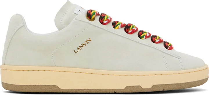 Lanvin White Suede Curb Lite Sneakers