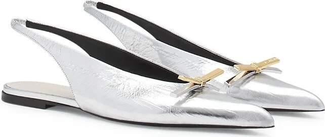 Lanvin Women's Bow Slingback Flat In Metallic Leather