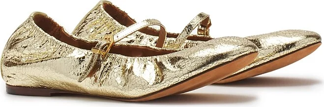 Lanvin Women's The Ballerina Mary Jane in Crackled Metallic Leather