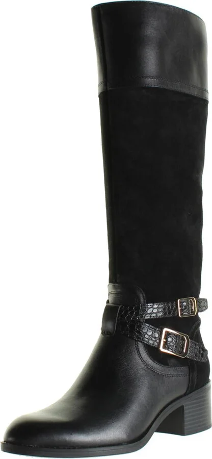 Lapis Womens Leather Belted Knee-High Boots