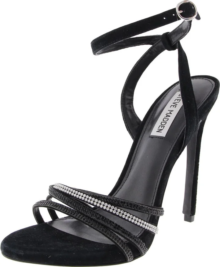 Lara Womens Embellished Faux Suede Heels