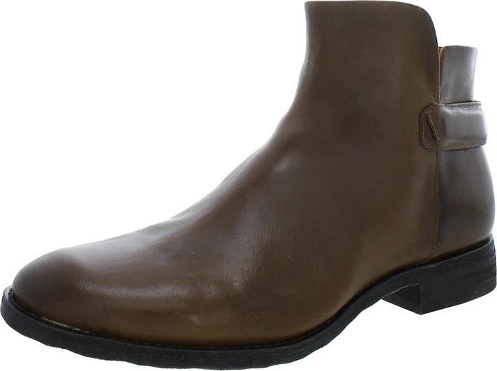Lara Womens Leather Flat Ankle Boots