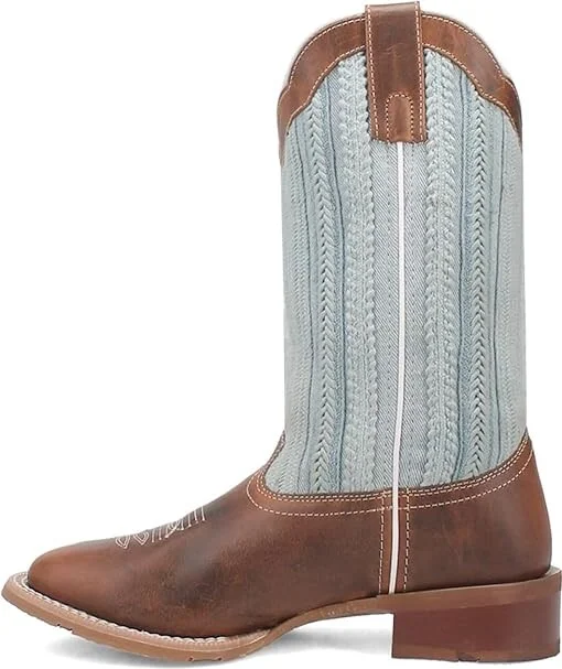 Laredo Blue Moon Cowboy Women's Boots Tan/Blue : 7.5 B - Medium, Leather/Rubber/Textile - Image 3
