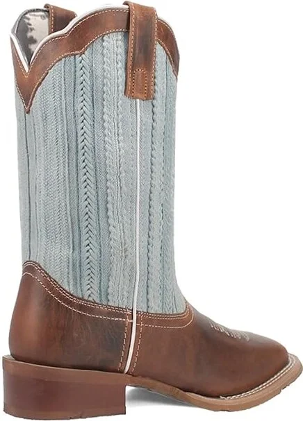 Laredo Blue Moon Cowboy Women's Boots Tan/Blue : 7.5 B - Medium, Leather/Rubber/Textile - Image 4