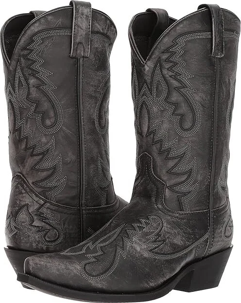 Laredo Garrett Cowboy Boots Sanded Black : 7 D - Medium, Leather