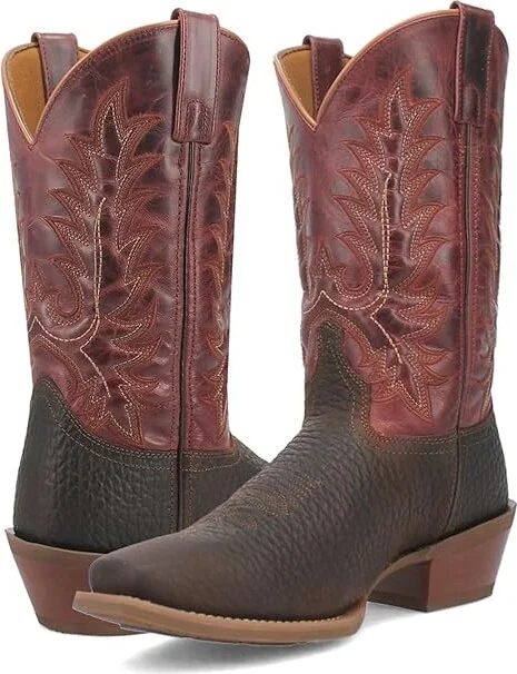 Laredo Kent Cowboy Boots Brown/Red : 9.5 3E - Extra Wide, Leather/Rubber/Textile