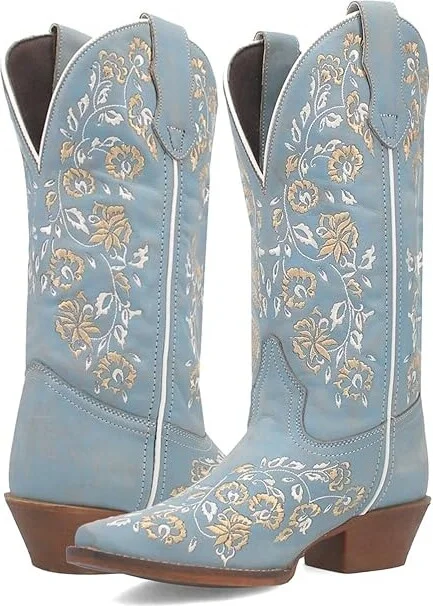 Laredo Linley Cowboy Women's Boots Denim : 7.5 B - Medium, Leather
