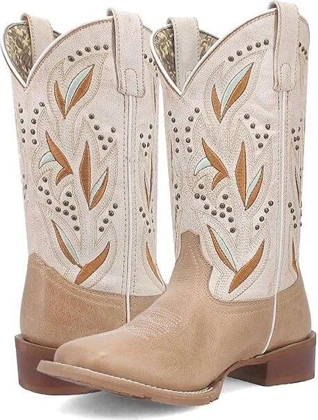 Laredo Lydia Cowboy Women's Boots Sand White : 8.5 B - Medium, Leather