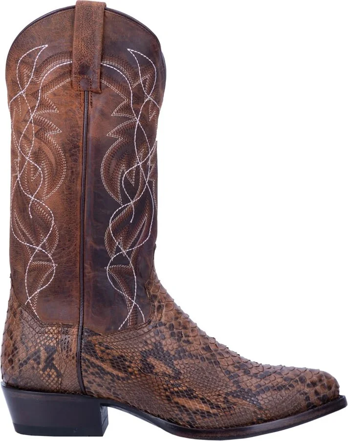 Laredo Mens Manning Embroidered Round Toe Pull On Dress Boots Mid Calf - Brown - Size 9 EW