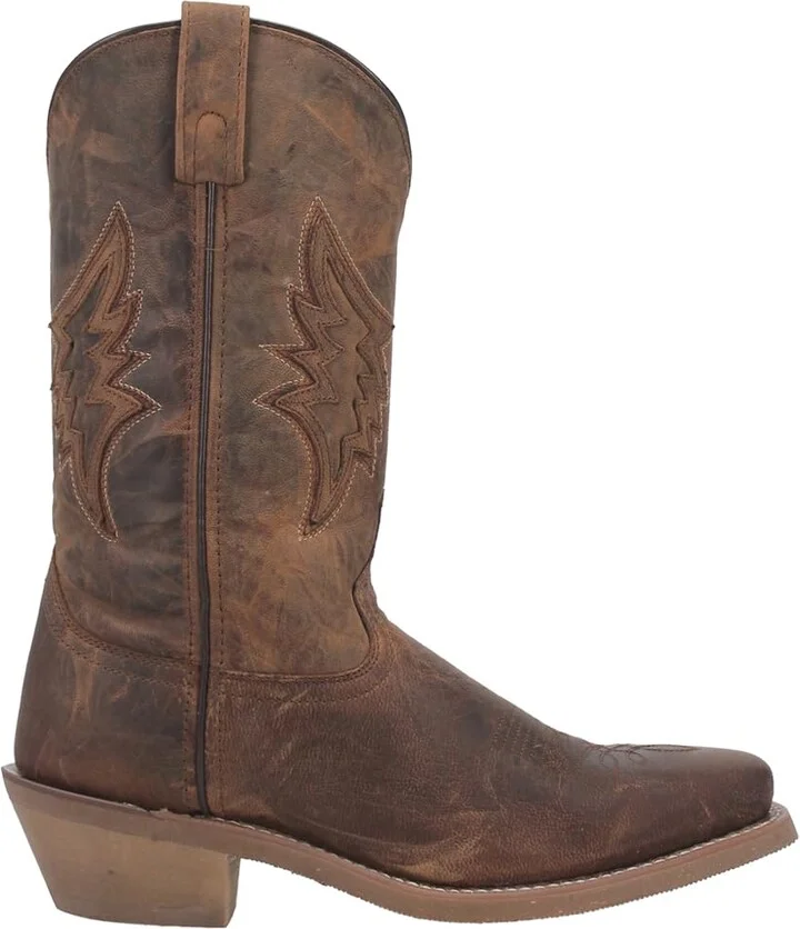 Laredo Mens Nico Embroidered Square Toe Pull On Casual Boots Mid Calf - Brown - Size 13 D