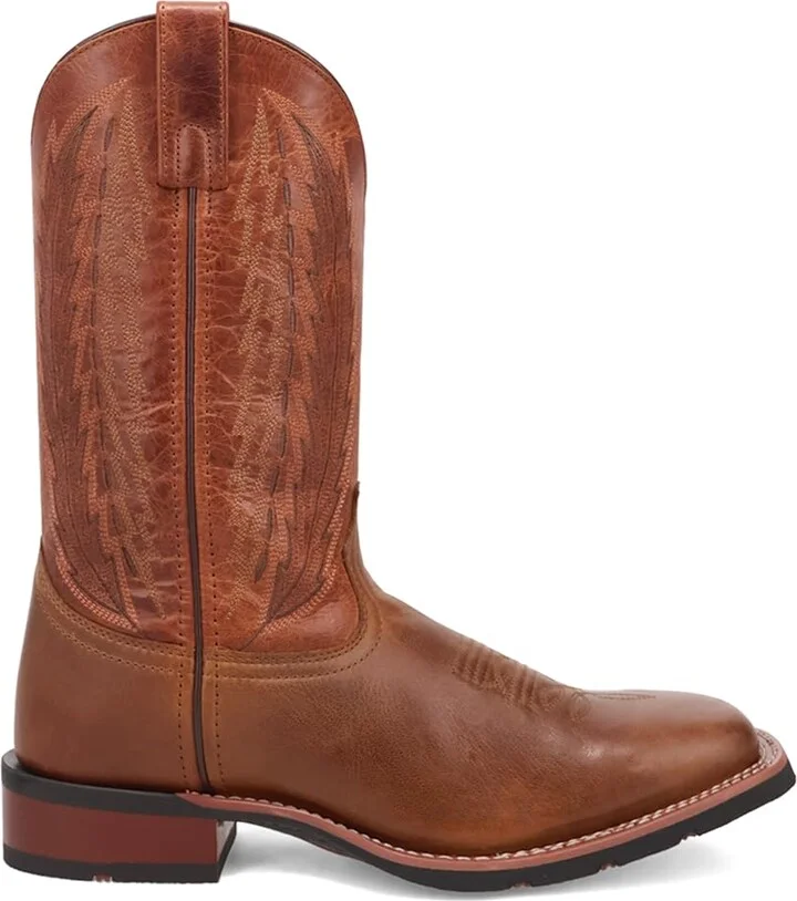 Laredo Mens Tulane Embroidered Square Toe Pull On Casual Boots Mid Calf - Brown - Size 8 XW