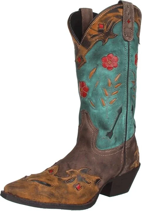 Laredo Miss Kate Cowboy Women's Boots Tan/Brown/Teal : 7 B - Medium, Leather - Image 2