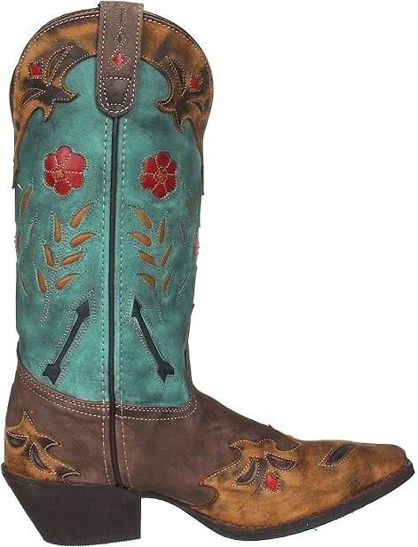 Laredo Miss Kate Cowboy Women's Boots Tan/Brown/Teal : 7 B - Medium, Leather - Image 8