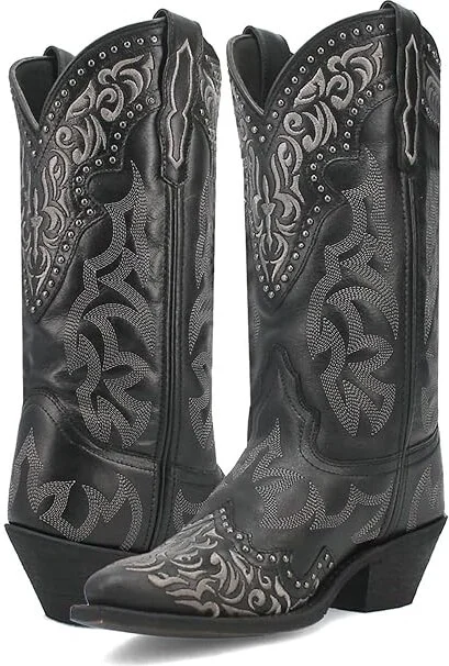 Laredo Regan Cowboy Women's Boots Black : 8.5 B - Medium, Leather